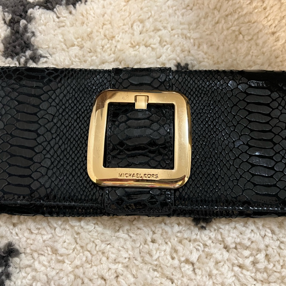 Michael Kors Python Print Clutch with Buckle